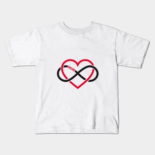 Mom, red heart with infinity sign, mother's day card, sticker Kids T-Shirt